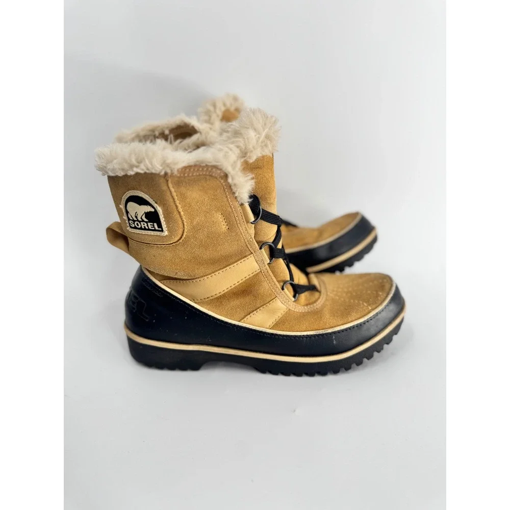 Sorel‎ Tivoli II Boots Women 7.5 Tan Suede Waterproof Faux Fur NL2089-373